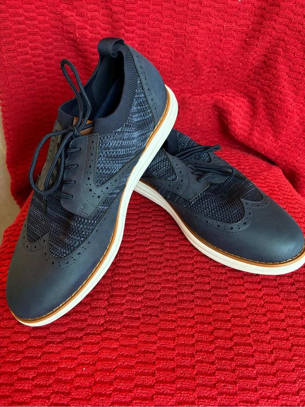 Men's Navy Wingtip Bruno Marc Derby Sneakers - Lightweight Lace-Up Comfort
